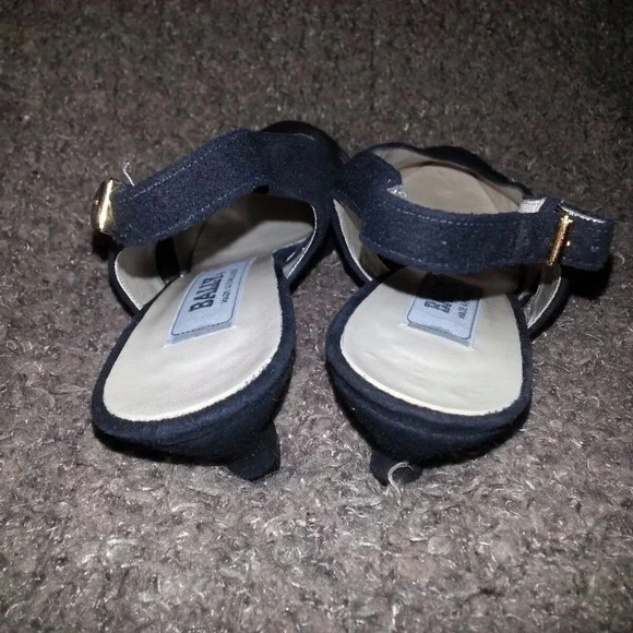 BALLY ENGLAND-Black Suede Slingback Sandals with Cut-Out Detail-8.5AA-Excellent - Picture 5 of 7